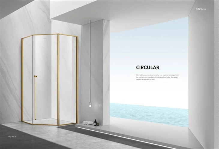 Stainless Steel With Gold Framed Shower Room Stainless Steel With Gold Framed Shower Room